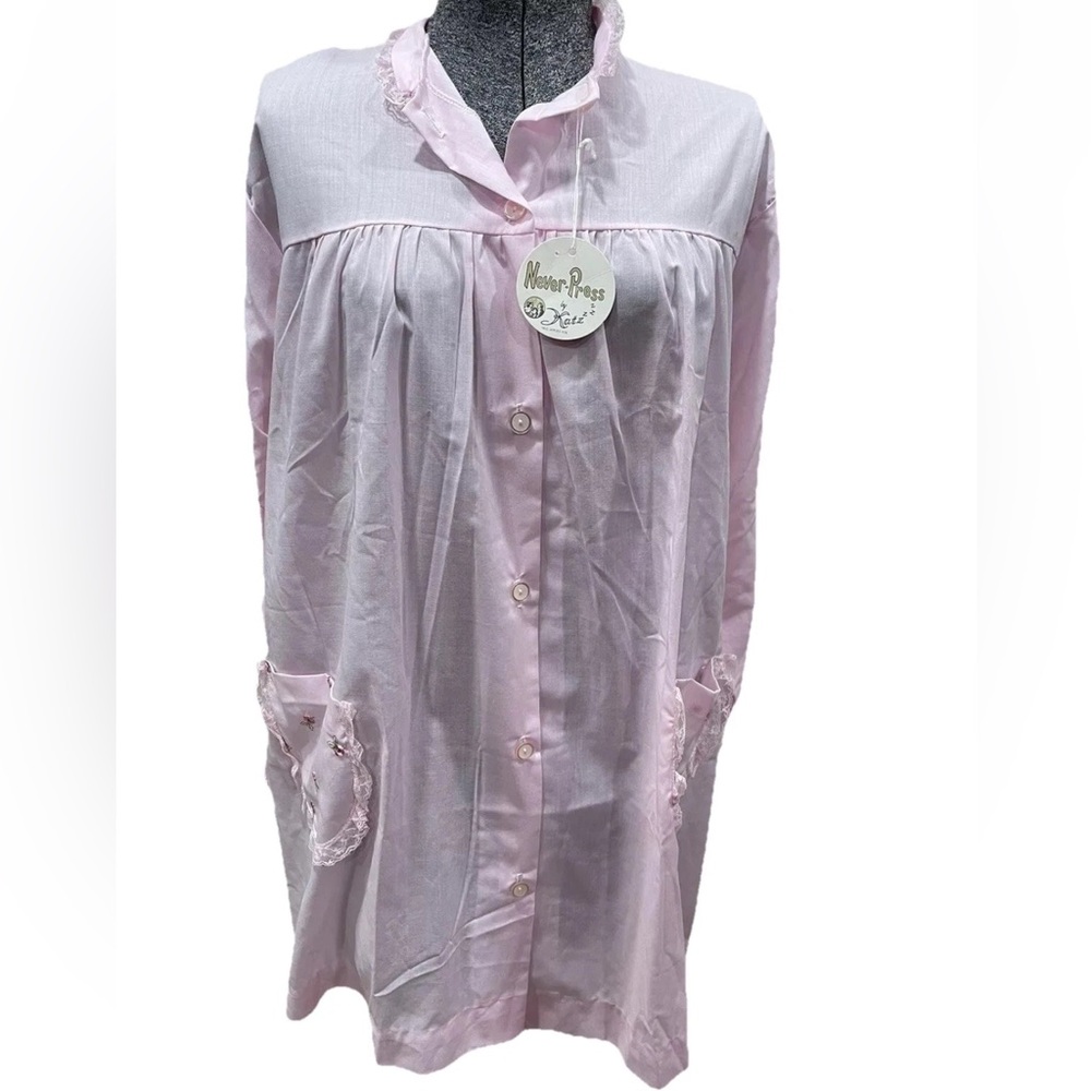 🆕Vintage Katz coat NWT 1960s baby pink size medium never press house coat‎ NOS